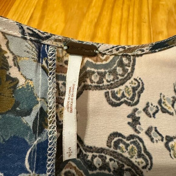 Free People High Plains Paisley Floral Balloon Sleeve V-Neck Mini Dress Small - Picture 7 of 14